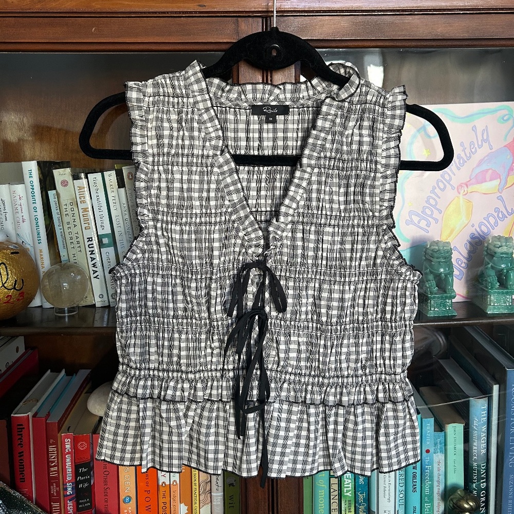 Rails Martine Gingham Cotton-Blend Blouse - Size Medium